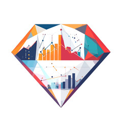Abstract Diamond Shape Filled with Colorful Business Charts on White Background