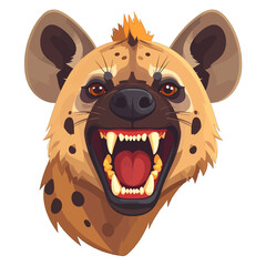 Pixelated Hyena Head with Open Mouth and Visible Teeth on White Background