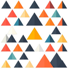 Geometric Triangle Pattern Wallpaper Featuring a Variety of Warm Colors Such as Orange and Red in Simple and Clean Layout