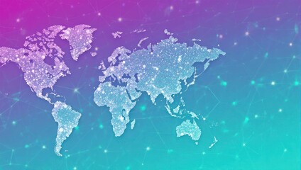 Global Connectivity - A Digital World Map with Network Connections.