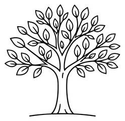 Obraz premium Line art illustration of a tree depicting natural foliage for environmental design