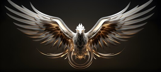 Fototapeta premium realistic photo of a glossy white phoenix,generative AI