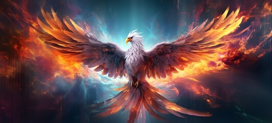 realistic photo of a glossy white phoenix,generative AI