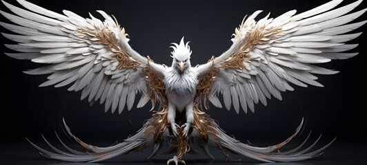 realistic photo of a glossy white phoenix,generative AI