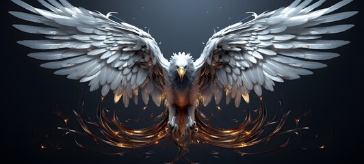 realistic photo of a glossy white phoenix,generative AI