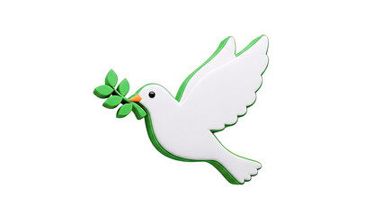 Obraz premium White Dove with Green Olive Branch