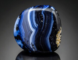 Striking Blue Lace Agate - A Polished Gemstone with Intricate Banding.
