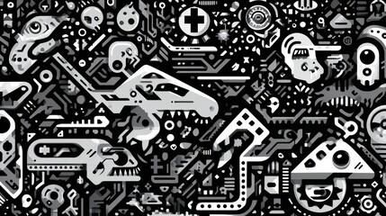 Obraz premium Abstract, intricate pattern design in grayscale.