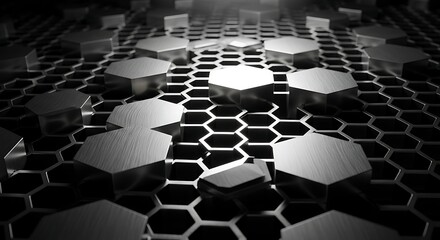 Abstract futuristic hexagonal pattern in silver color with light effects