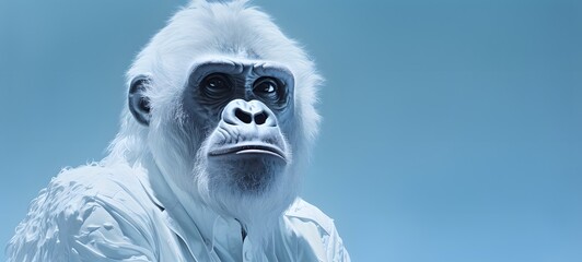 realistic photo of a glossy white gorilla,generative AI
