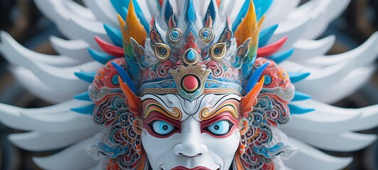 realistic photo of a glossy white garuda,generative AI