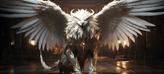 realistic photo of a glossy white garuda,generative AI