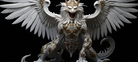 realistic photo of a glossy white garuda,generative AI