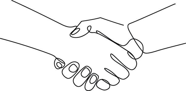 Two hands shaking with intricate line patterns handshake