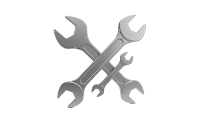 Three Silver Wrenches Arranged Diagonally