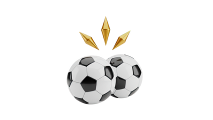 Two Soccer Balls with Golden Sparkles
