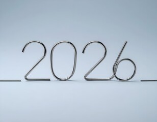 Metallic 2026 numerals in a minimalist design on a plain background