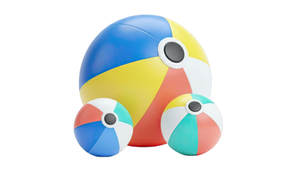 Three Colorful Beach Balls on White Background