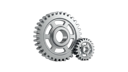 Two interlocking gears rendered in 3D
