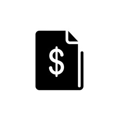 Financial document icon with dollar sign on black background