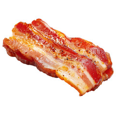 Delicious cooked bacon slice on transparent png background
