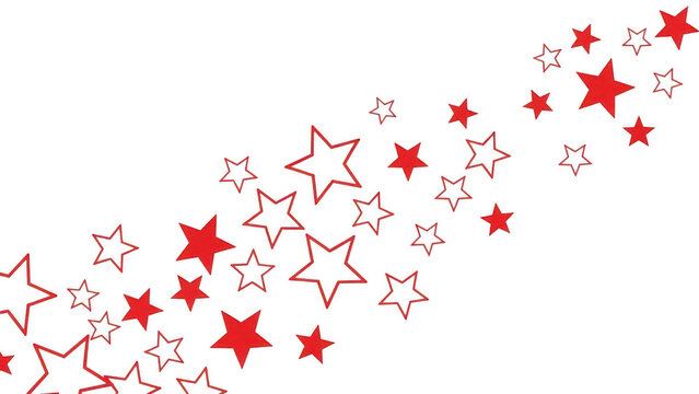 Red stars scattered on a transparent background