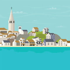 croatia city lake vector 