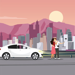 Los Angeles couple romantic vector