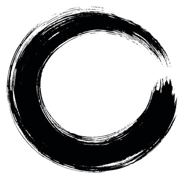 Hand drawn calligraphic illustration of an enso circle depicting a symbol of zen and enlightenment for spiritual concepts