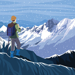 Mount Everest men climbing vector