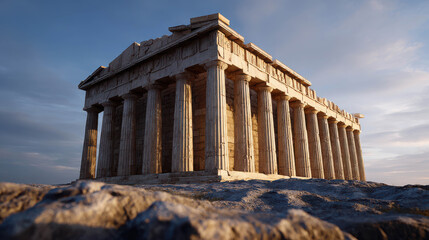 Obraz premium Visualization of Reconstructed Acropolis Featuring the Parthenon in Stunning Detail and Clarity for Artistic and Educational Use
