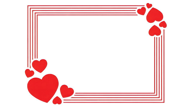 Red hearts frame on transparent background isolated