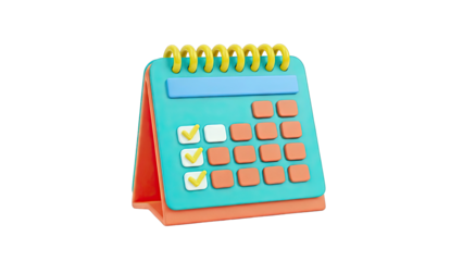 3D Cartoon Calendar with Checkmarks