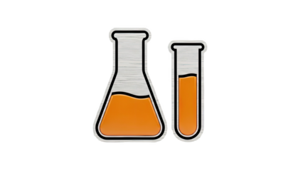 Two Science Flasks with Orange Liquid