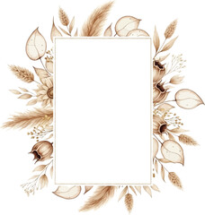 Boho Dried Floral Frame with Pampas Grass and Leaves