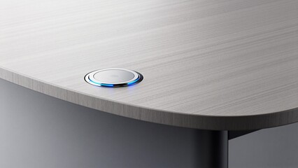 Modern desk with illuminated button