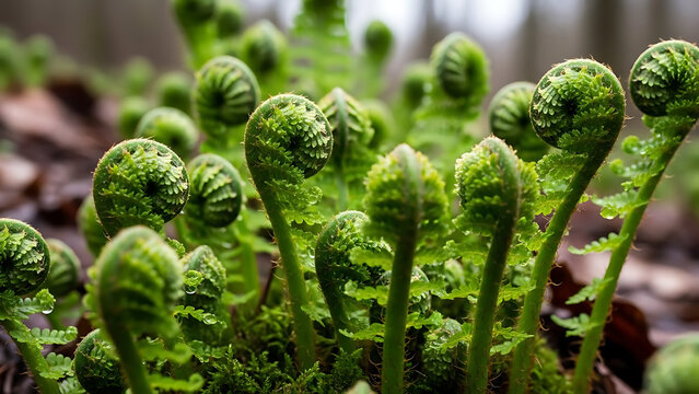 Fiddlehead Ferns Emerging