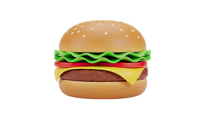 Stylized Burger with Sesame Seed Bun