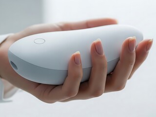 Close-up showcasing a woman's hand holding an innovative gadget device