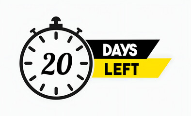 20 days to go countdown template. 20 day Countdown left days banner design. Vector illustration 