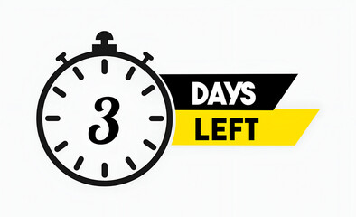 3 days to go countdown template. 3 day Countdown left days banner design. Vector illustration 