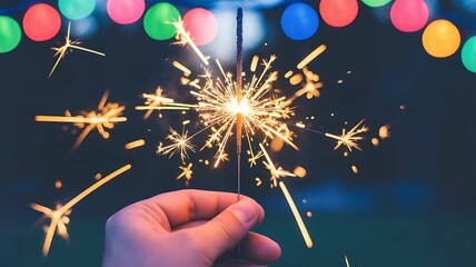 Hand Holding Sparkler Fireworks
