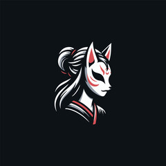 Girl Kitsune Mask Logo © Fajarhidayah11