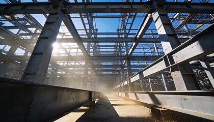 Site structure building explore intricate details large scale witness taking shape massive, steel beams, frame construction, progress industrial.