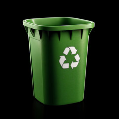 A green recycling bin emphasizing the importance of eco-friendly waste management and sustainability practices.