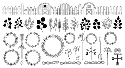 Black and white wedding decoration elements.