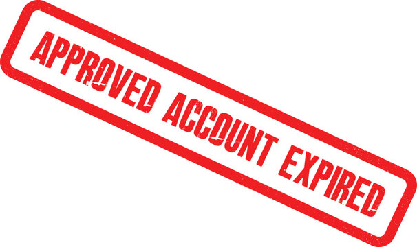 Distressed red rubber stamps graphic prominently displaying 'Approved Account Expired', ideal for conveying a past status, terminated service, or an outdated official validation