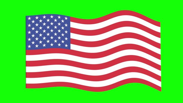 United States of America flag waving on green screen background