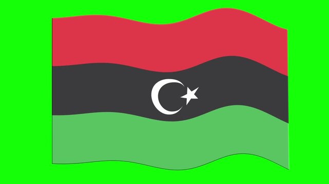 national flag of libya waving on green screen background loop
