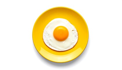 Sunny Side Up - A Single Egg on a Yellow Plate.